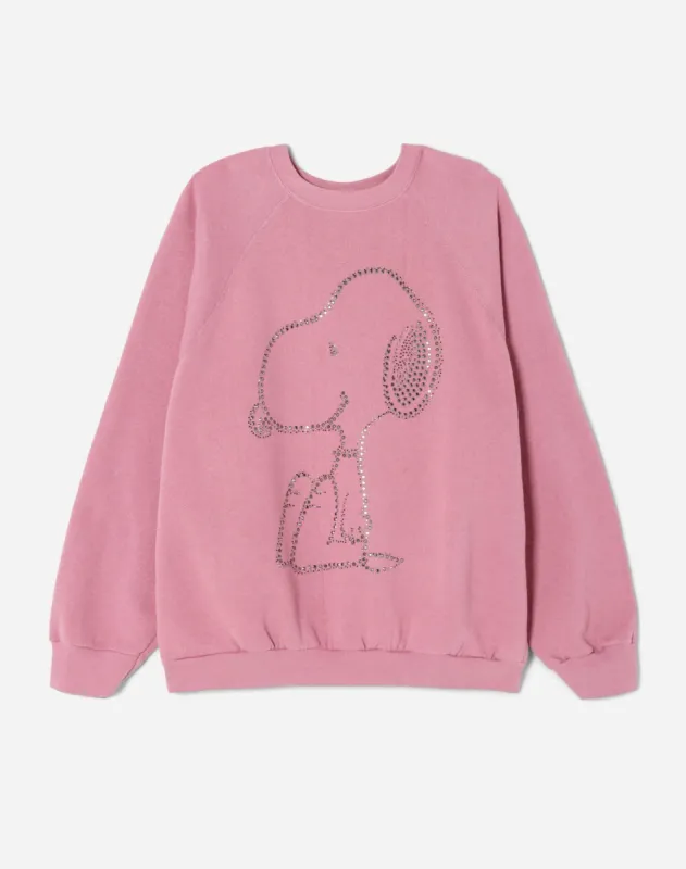 Upcycled "Snoopy Sparkle" Sweatshirt - Pink sold by Re/Done