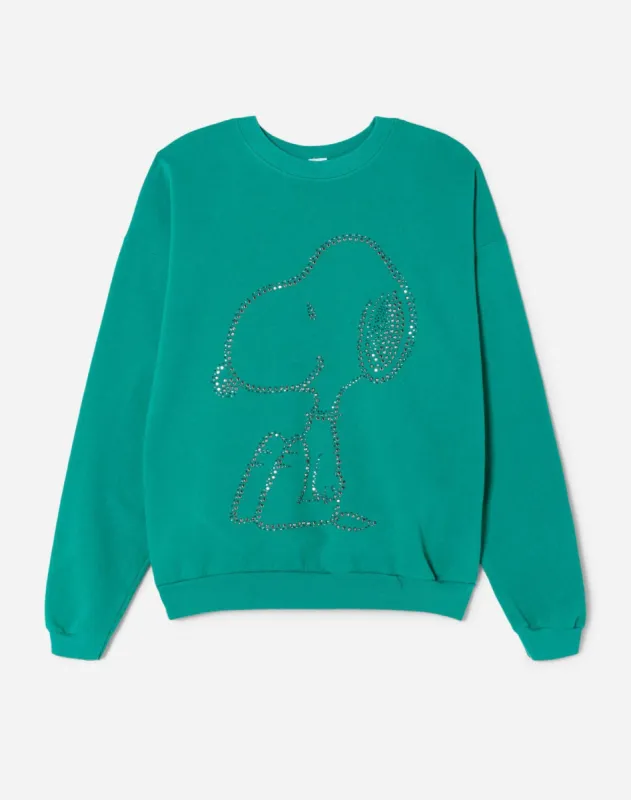 Upcycled "Snoopy Sparkle" Sweatshirt - Green sold by Re/Done