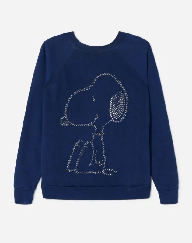 Upcycled "Snoopy Sparkle" Sweatshirt - Navy sold by Re/Done
