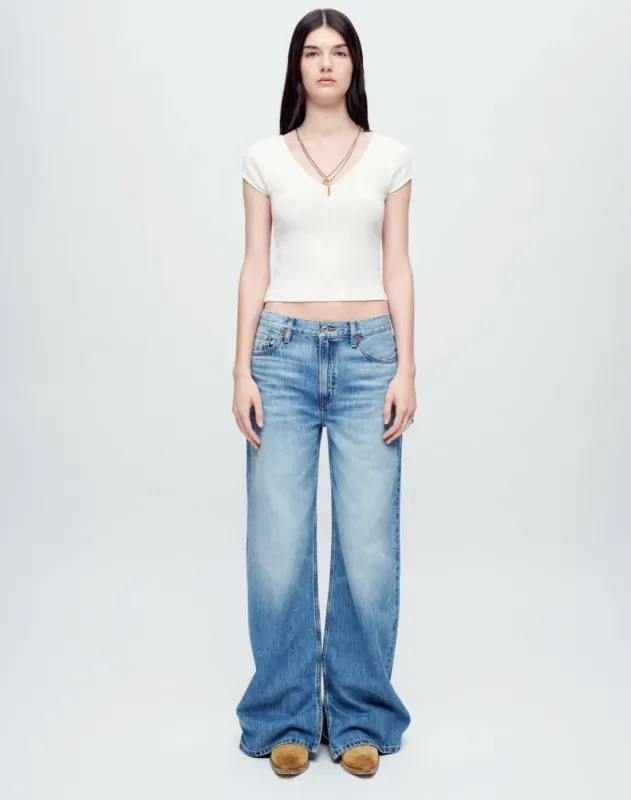 Hanes V Neck Baby Tee - Vintage White sold by Re/Done