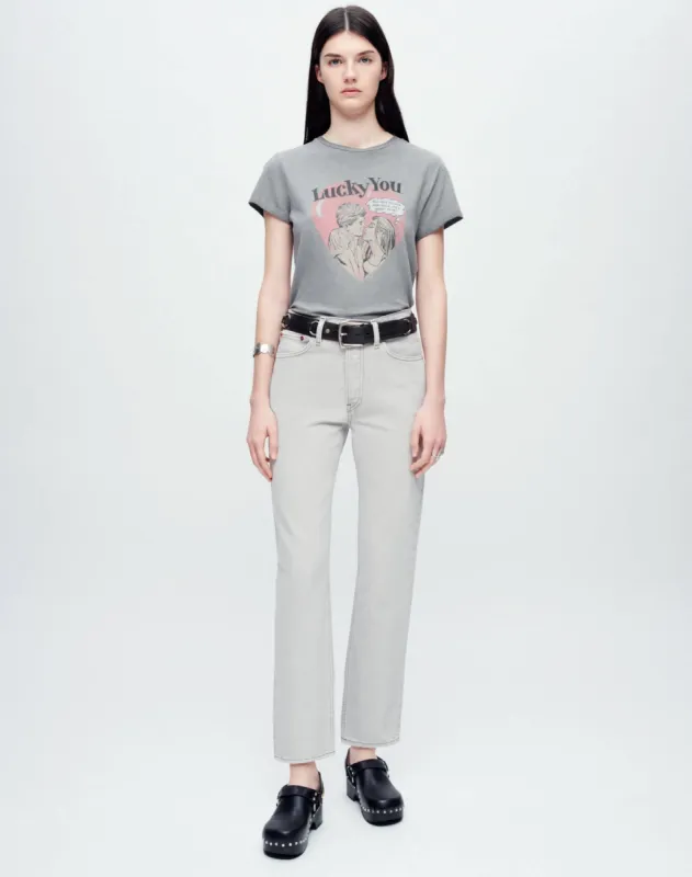 Classic Tee "Lucky You" - Grey Haze sold by Re/Done