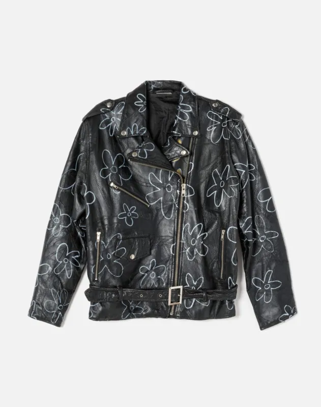 80s Handpainted Leather Bomber Jacket made by Re/Done