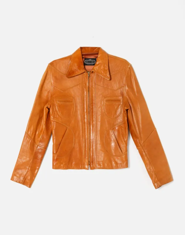 70s Stitched Leather Jacket sold by Re/Done