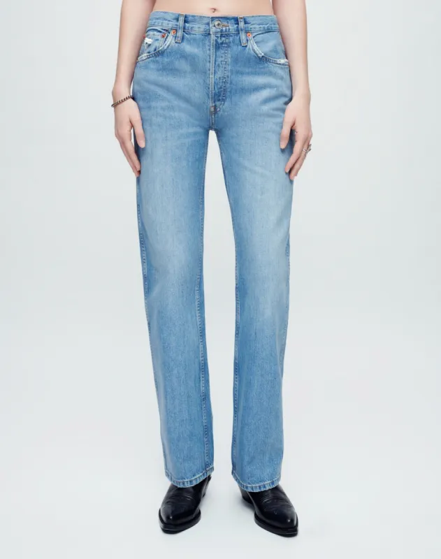 Coated High Rise Loose - Worn Blue with Foil sold by Re/Done