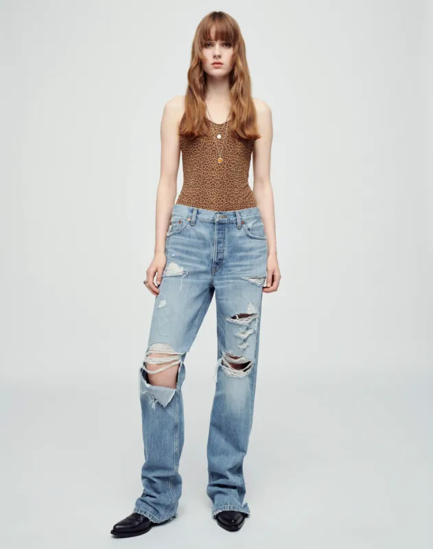 Spaghetti Strap Bodysuit - Micro Leopard made by Re/Done