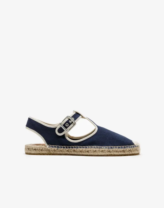 70s T Strap Espadrilles - Navy made by Re/Done