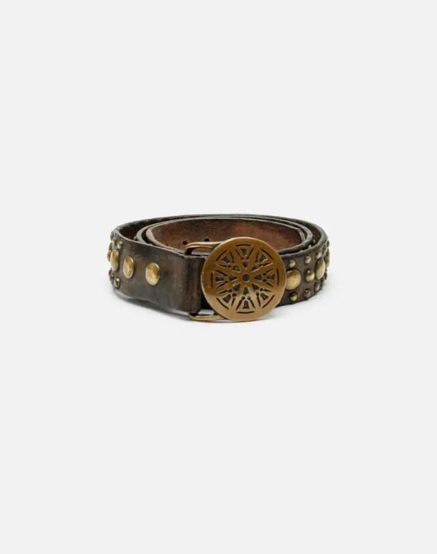 1974 Wheel Of Law Belt Buckle On Studded Belt sold by Re/Done