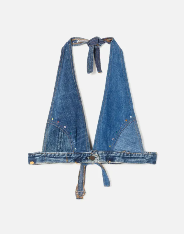 60s Levi's Rhinestone Studded Halter Top -#42 made by Re/Done