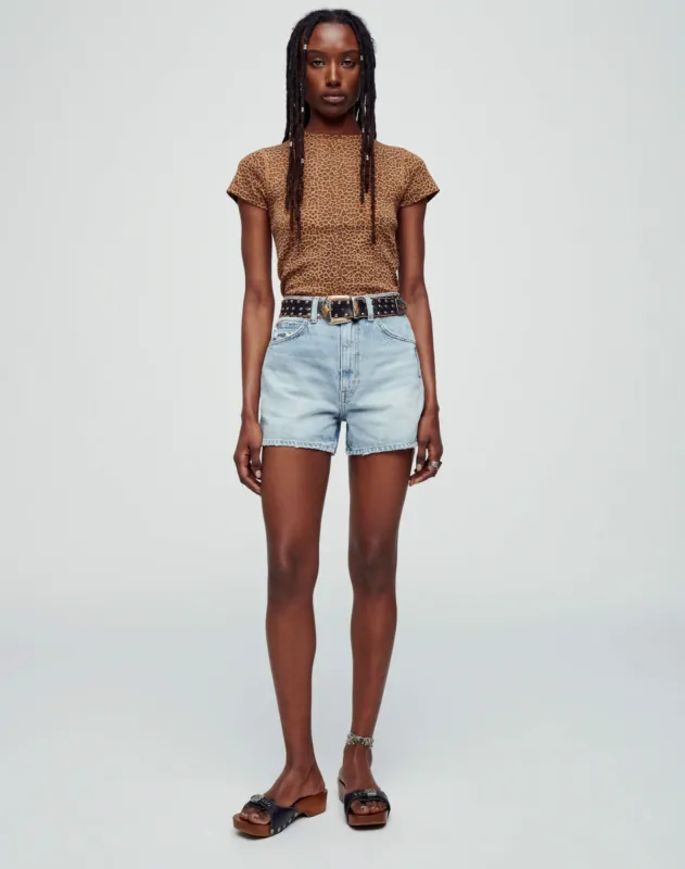 90s Baby Tee - Micro Leopard sold by Re/Done