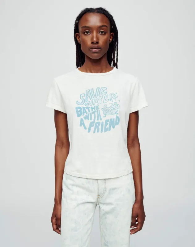 Classic "Save Water" Tee - Vintage White made by Re/Done