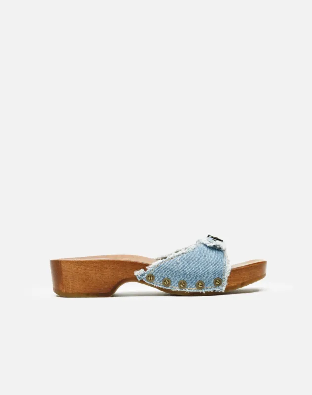 Scholl Clog Sandal - Washed Denim sold by Re/Done