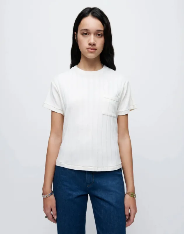 90s Variegated Rib Tee - Vintage White sold by Re/Done