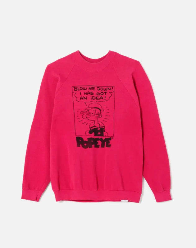 Upcycled "Popeye Idea" Sweatshirt - Magenta made by Re/Done