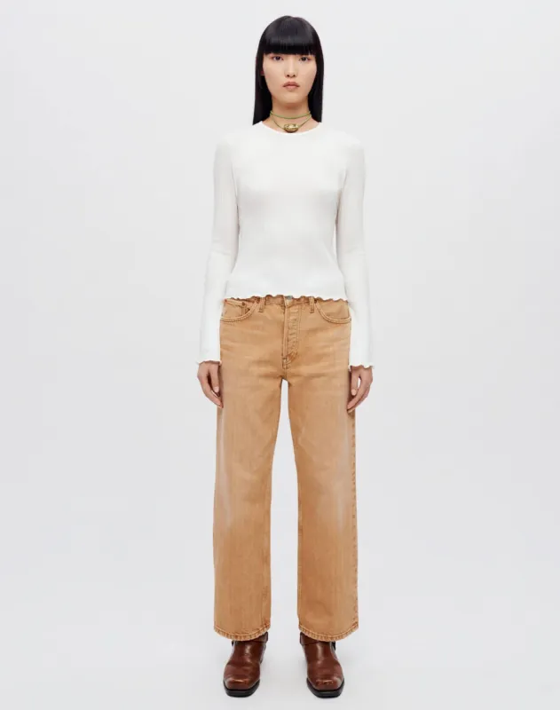 Crinkle Bell Long Sleeve - Vintage White made by Hanes