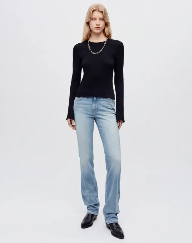 Crinkle Bell Long Sleeve - Black made by Hanes