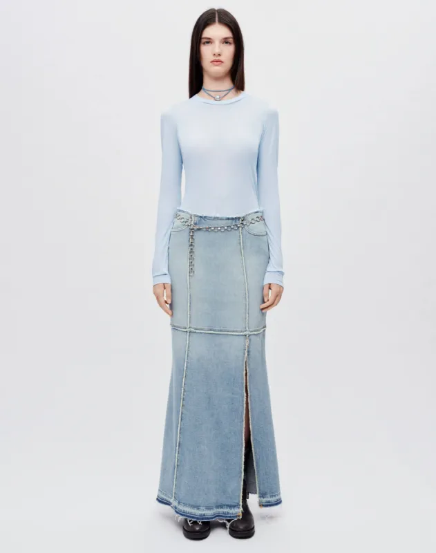 Hanes Sheer Long Sleeve Tee - Baby Blue sold by Re/Done