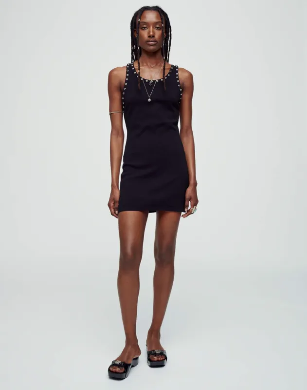 Eyelet Tank Dress - Black sold by Re/Done