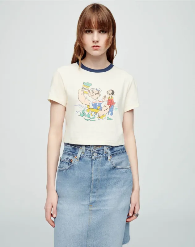 Micro "Popeye" Tee  - Vintage Ivory with Midnight made by Re/Done