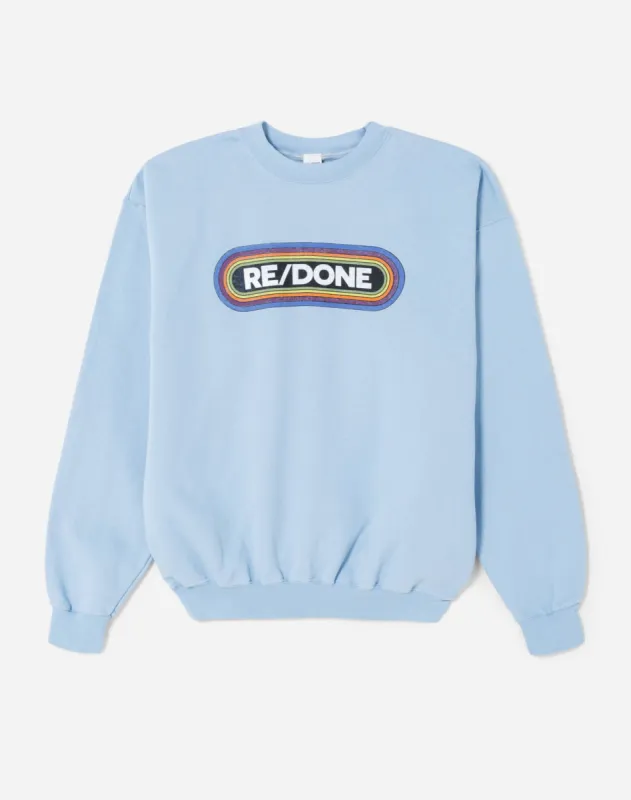 Upcycled "RE/DONE Rainbow" Sweatshirt - Light Blue sold by Re/Done