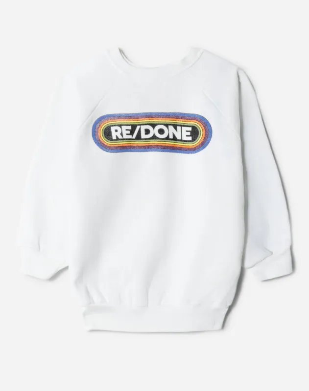 Upcycled "RE/DONE Rainbow" Sweatshirt - White sold by Re/Done