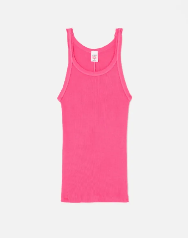Hanes Ribbed Tank - Fuchsia sold by Re/Done