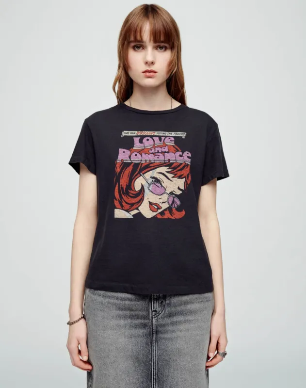 Classic "Romance" Tee - Washed Black sold by Re/Done