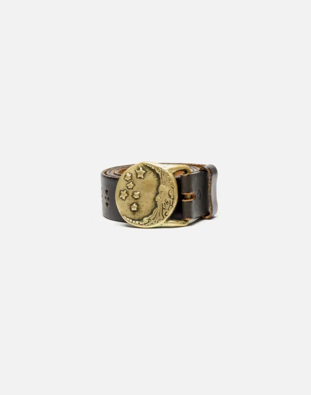 70s Brass Moon Buckle on Perforated Belt sold by Re/Done