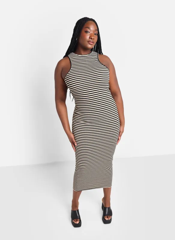 Jenna Striped Maxi Bodycon Dress - Tan & Black sold by Rebdolls