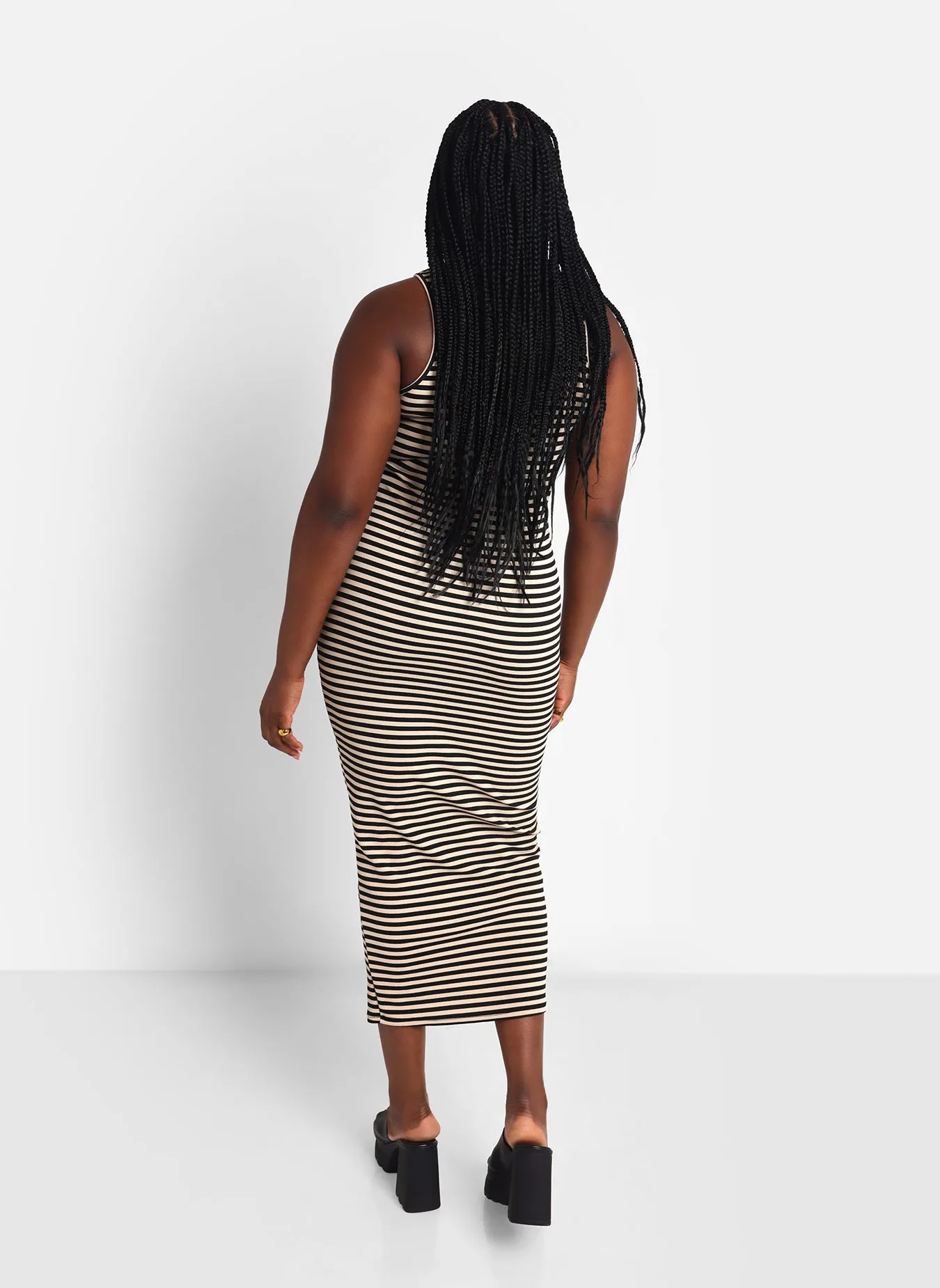 Jenna Striped Maxi Bodycon Dress - Tan & Black sold by Rebdolls product image thumbnail 4