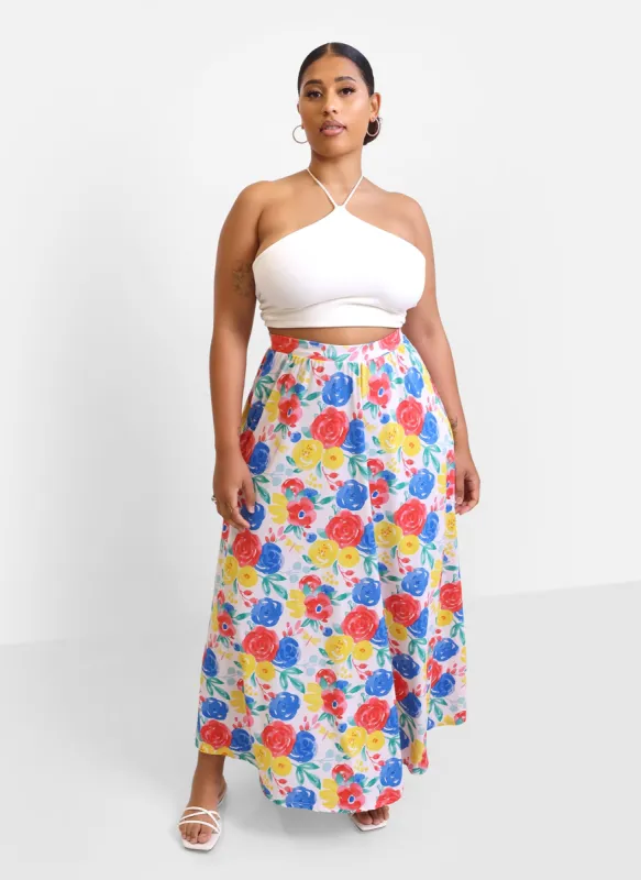 Alana Floral Skater Skirt w. Pockets sold by Rebdolls