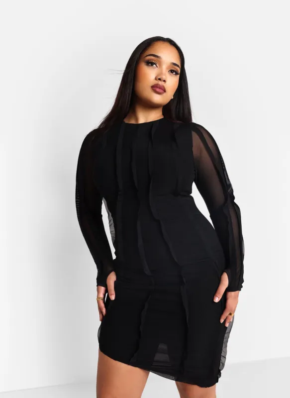 Mia Mesh Asymmetrical Mini Bodycon Dress sold by Rebdolls