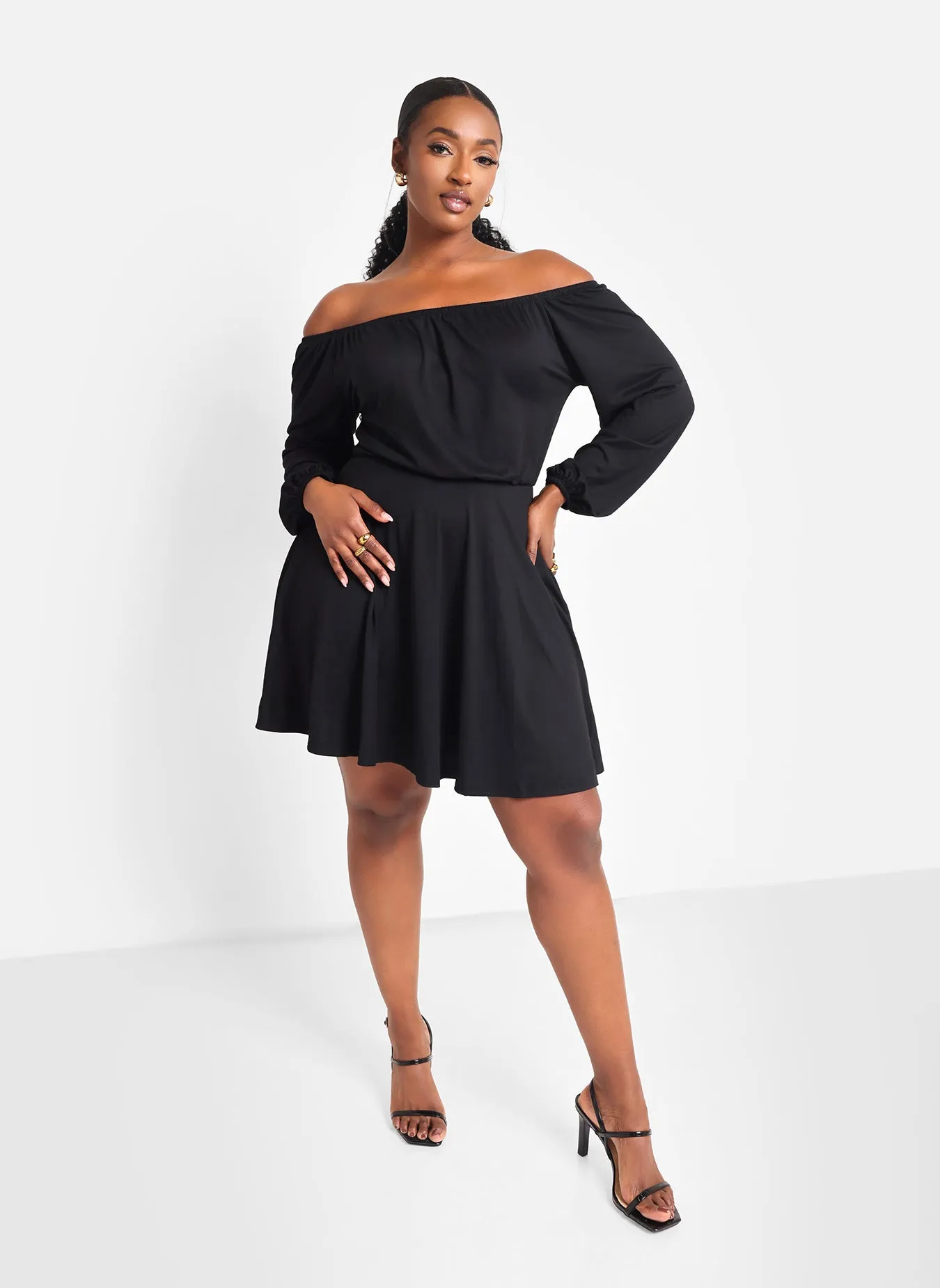 Evelyn Off Shoulder Mini Skater Dress sold by Rebdolls product image thumbnail 3