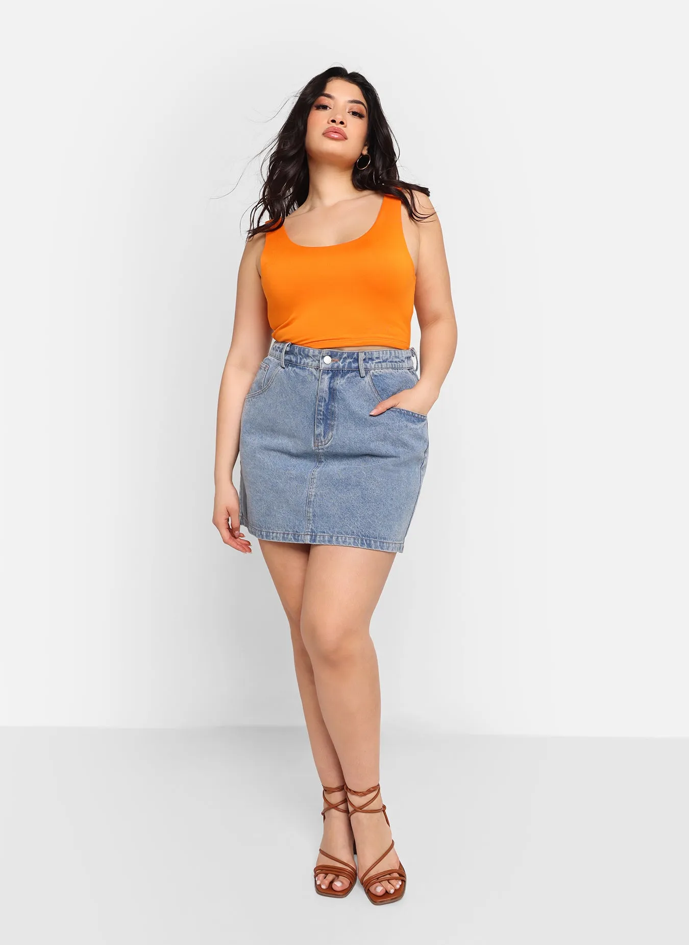 Essential Scoop Neck Crop Top - Orange sold by Rebdolls product image thumbnail 3