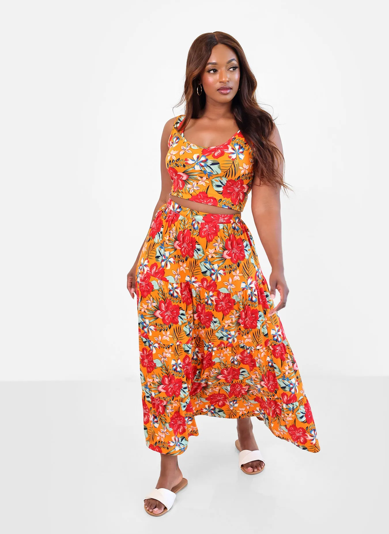 Nakia Tropical Print Skater Maxi Skirt sold by Rebdolls product image thumbnail 2