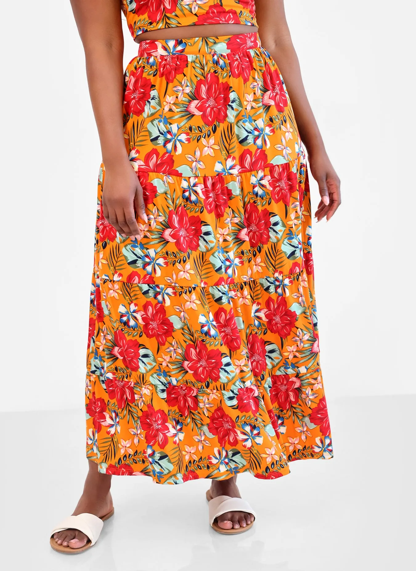 Nakia Tropical Print Skater Maxi Skirt sold by Rebdolls product image thumbnail 3