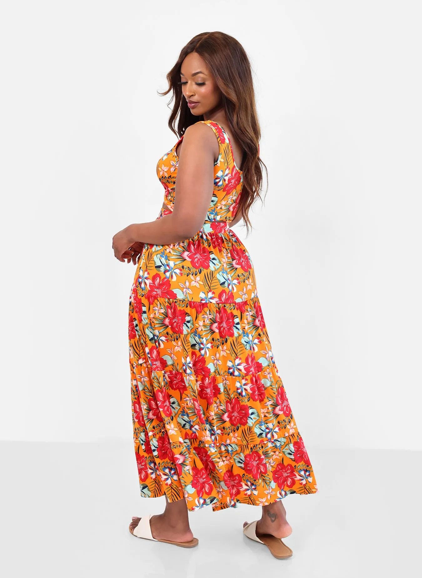 Nakia Tropical Print Skater Maxi Skirt sold by Rebdolls product image thumbnail 5