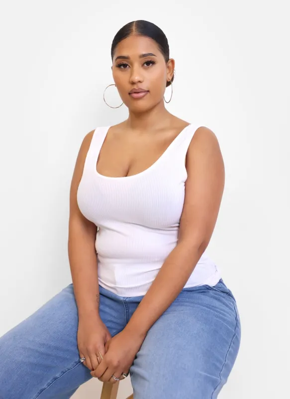 Essential Ribbed Tank Top - White sold by Rebdolls
