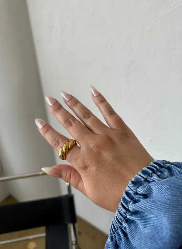 Oleada 18K Gold Plated "Croissant" Extended Sizing Ring sold by Rebdolls