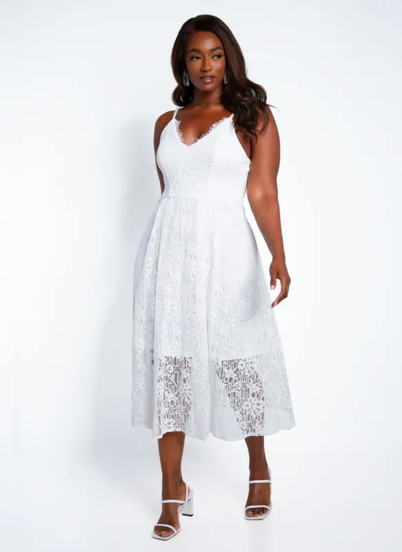 Rosalinda Lace Overlay Midi A Line Dress sold by Rebdolls