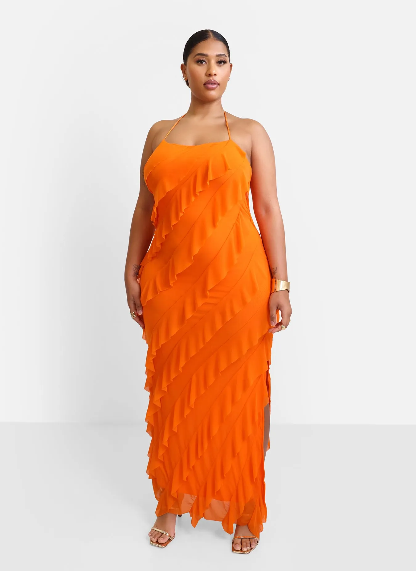 Alessia Mesh Ruffle Maxi Bodycon Dress sold by Rebdolls product image thumbnail 2