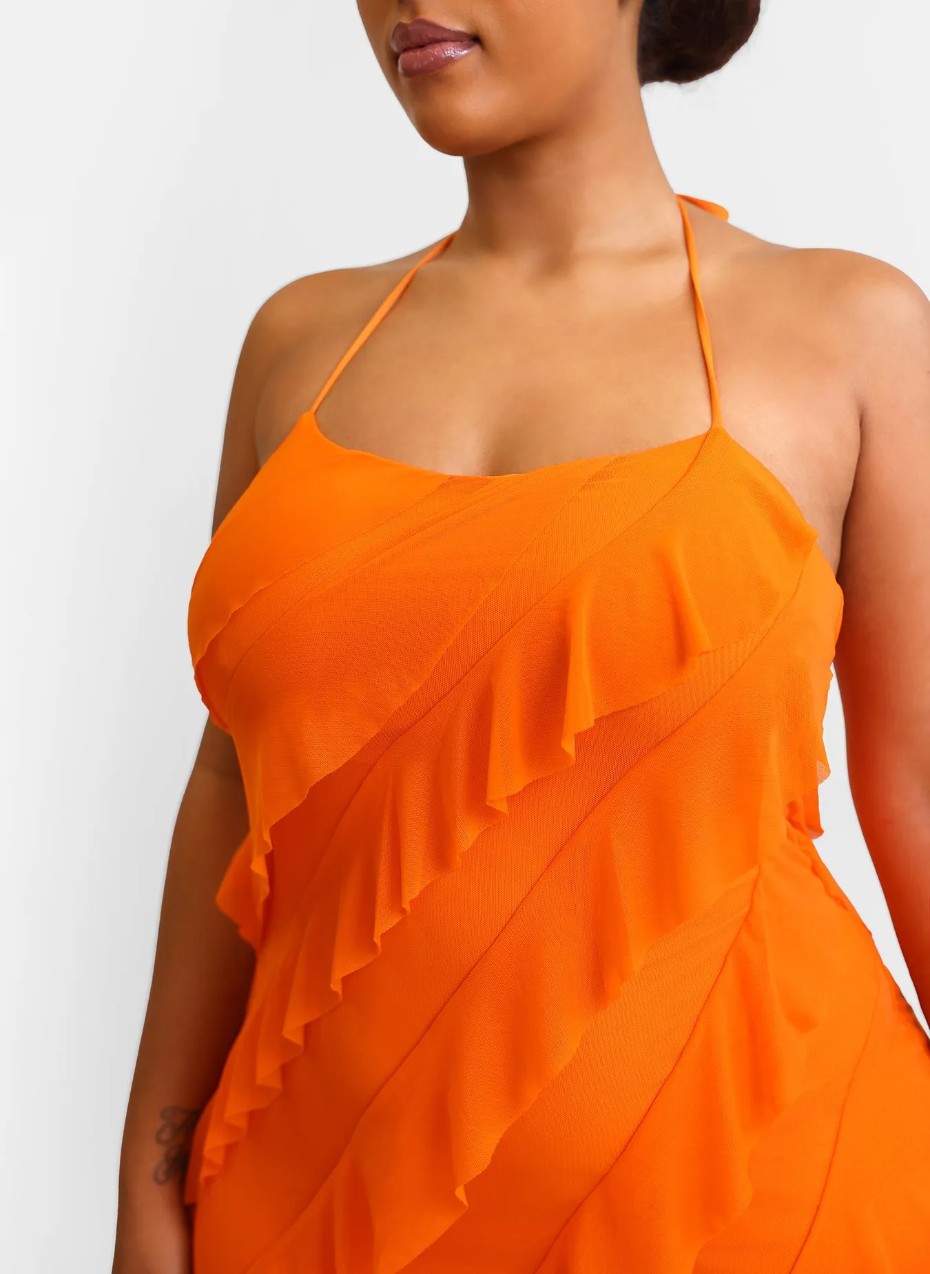 Alessia Mesh Ruffle Maxi Bodycon Dress sold by Rebdolls product image thumbnail 3