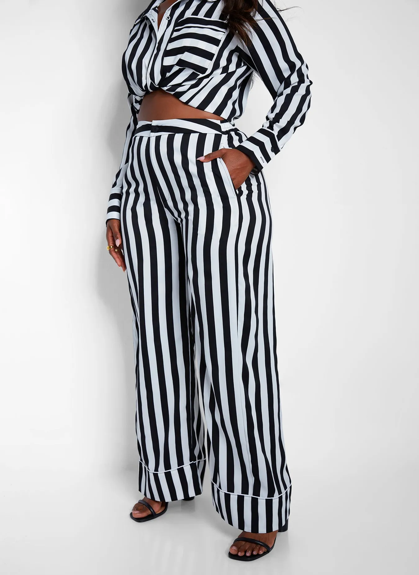 Anita Striped Wide Leg Pants W. Pockets sold by Rebdolls product image thumbnail 4