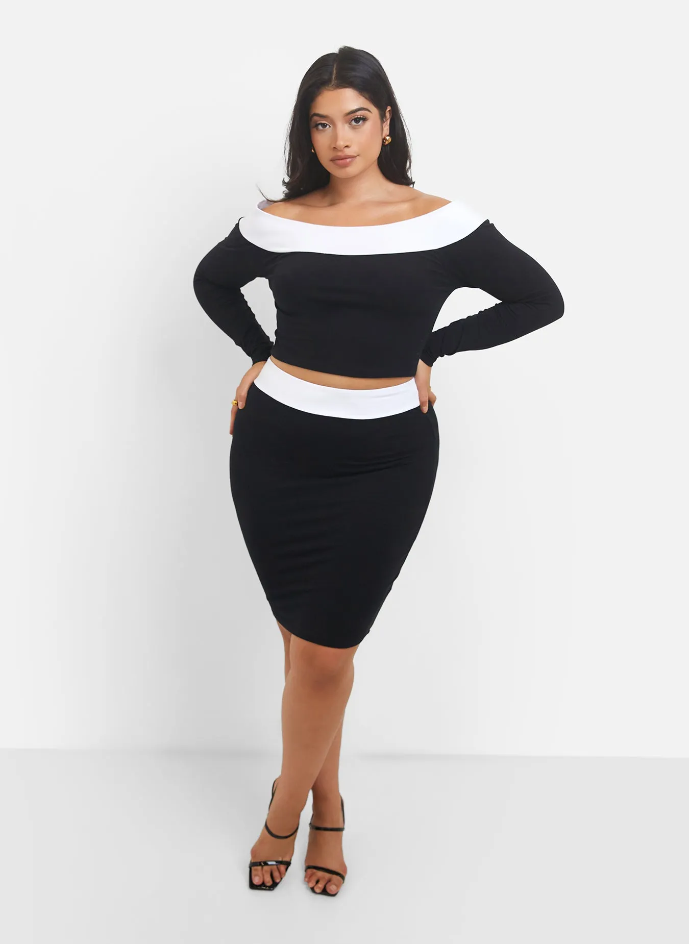 Thalia Colorblock Mini Bodycon Skirt - Black & White sold by Rebdolls product image thumbnail 2