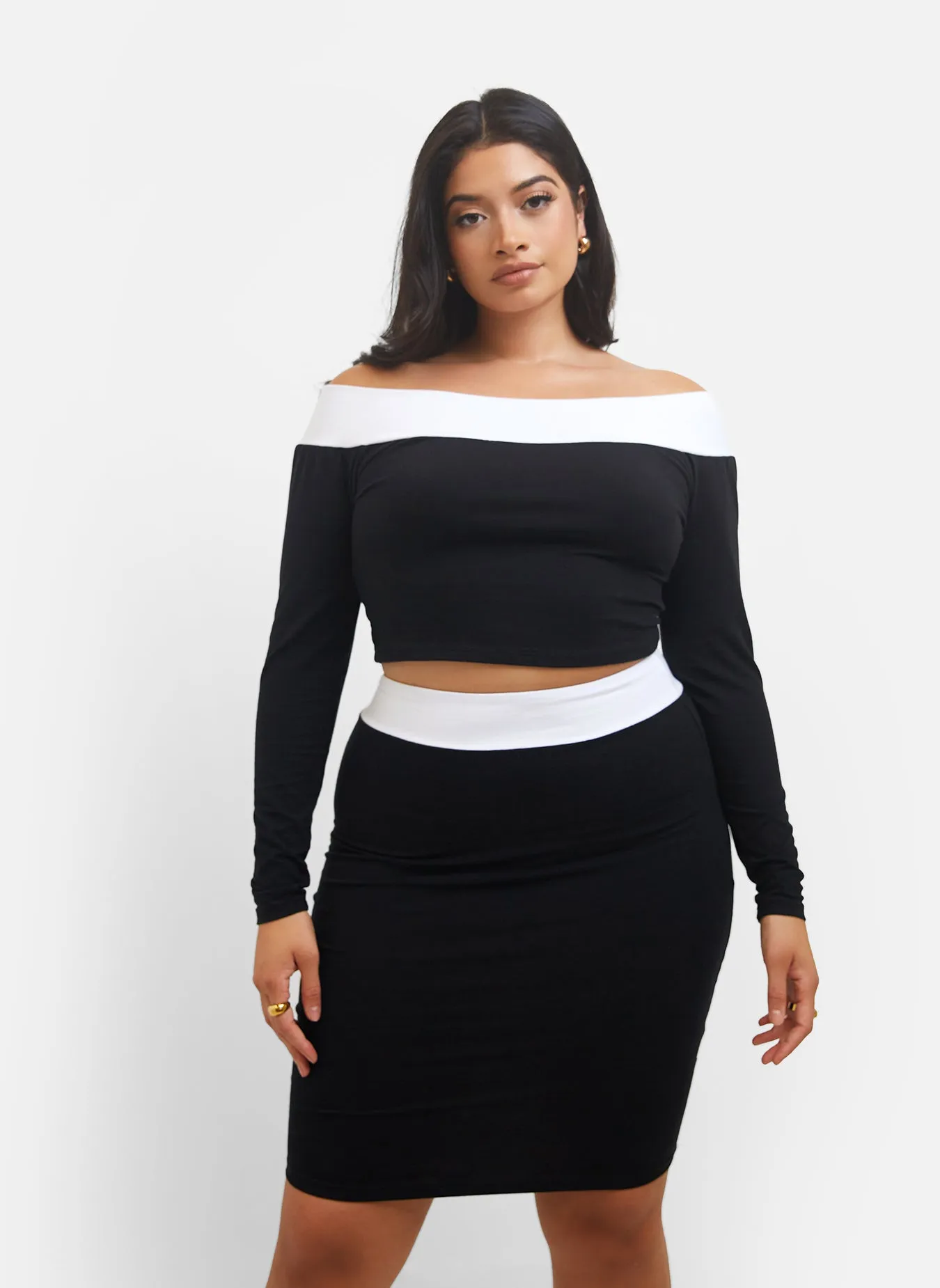 Thalia Colorblock Mini Bodycon Skirt - Black & White sold by Rebdolls product image thumbnail 3