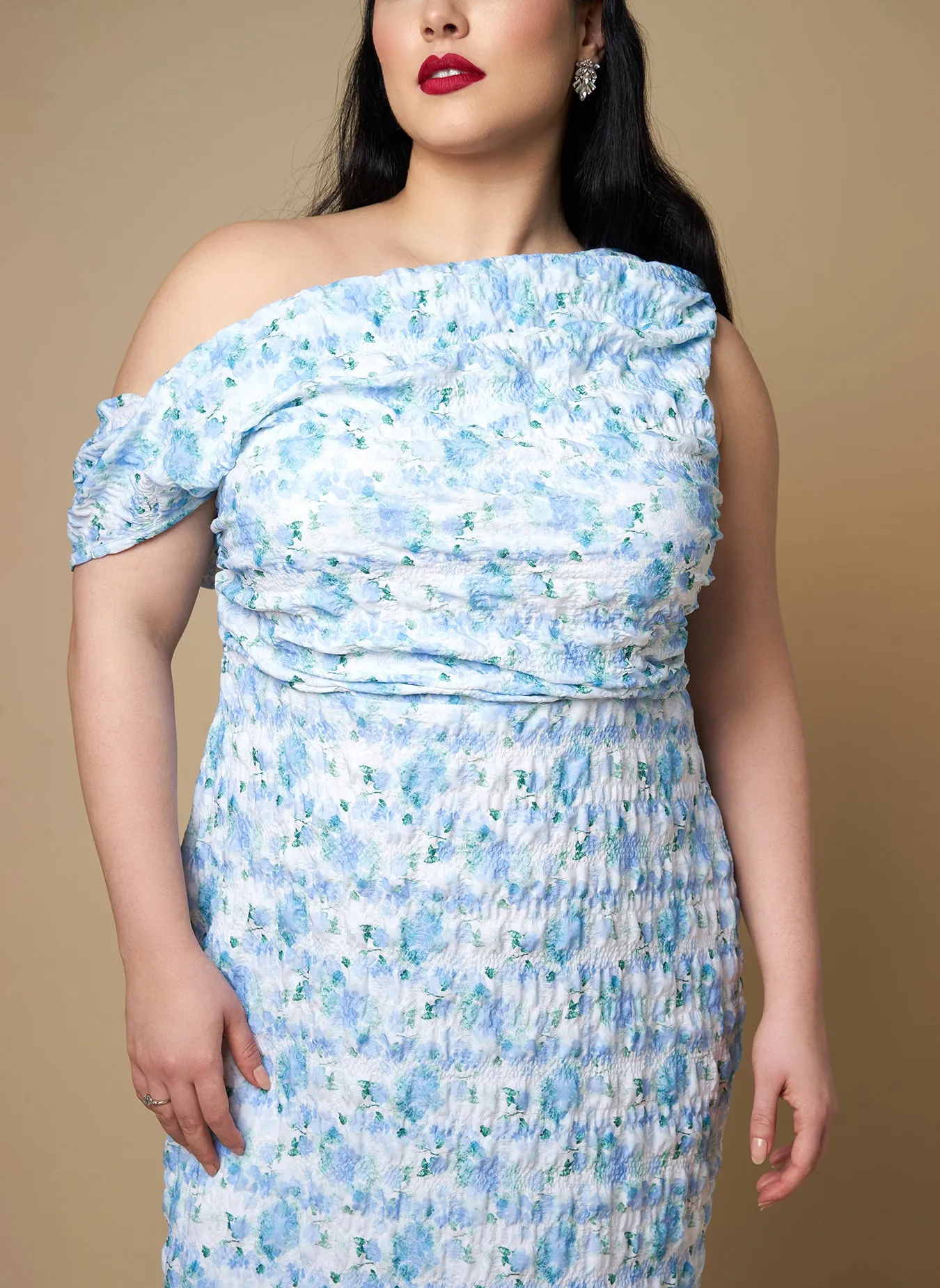 Forget Me Not Floral Asymmetrical Maxi Bodycon Dress sold by Rebdolls product image thumbnail 3