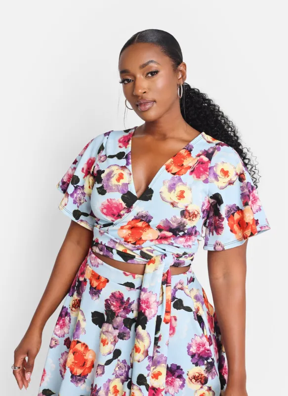 Misty Floral Wrap Crop Top sold by Rebdolls