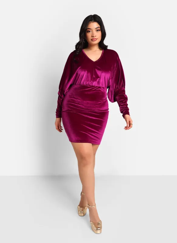 Elia Velvet Dolman Sleeve Mini Bodycon Dress sold by Rebdolls