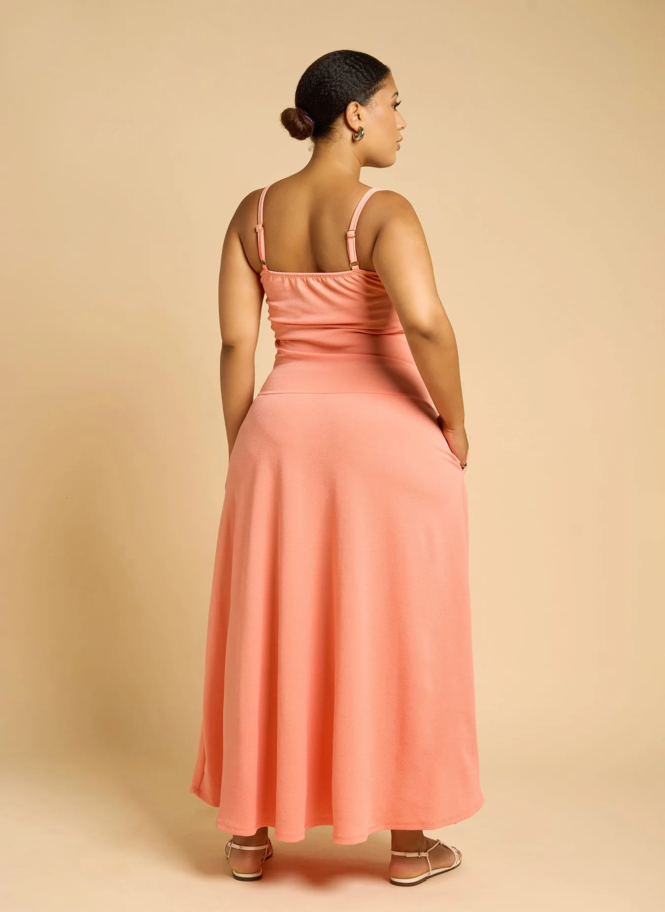 Teuila Pleated Skater Midi Dress - Coral sold by Rebdolls product image thumbnail 5
