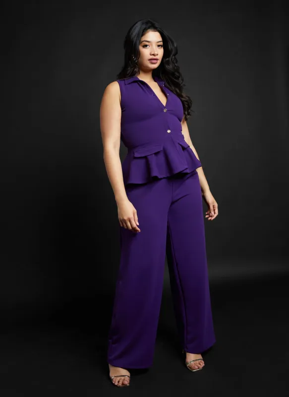 Jewel Crepe Wide Leg Pants sold by Rebdolls