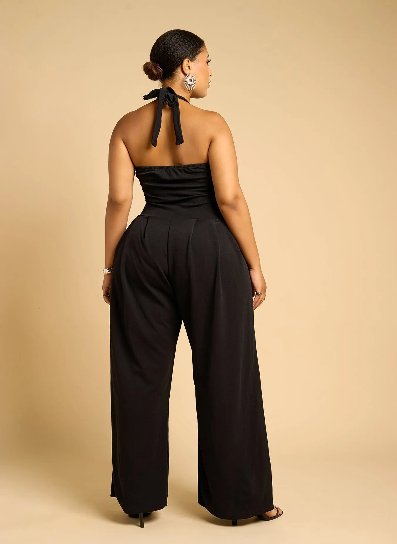 Adelaine Drop Waist Wide Leg Jumpsuit w. Pockets - Black sold by Rebdolls product image thumbnail 5
